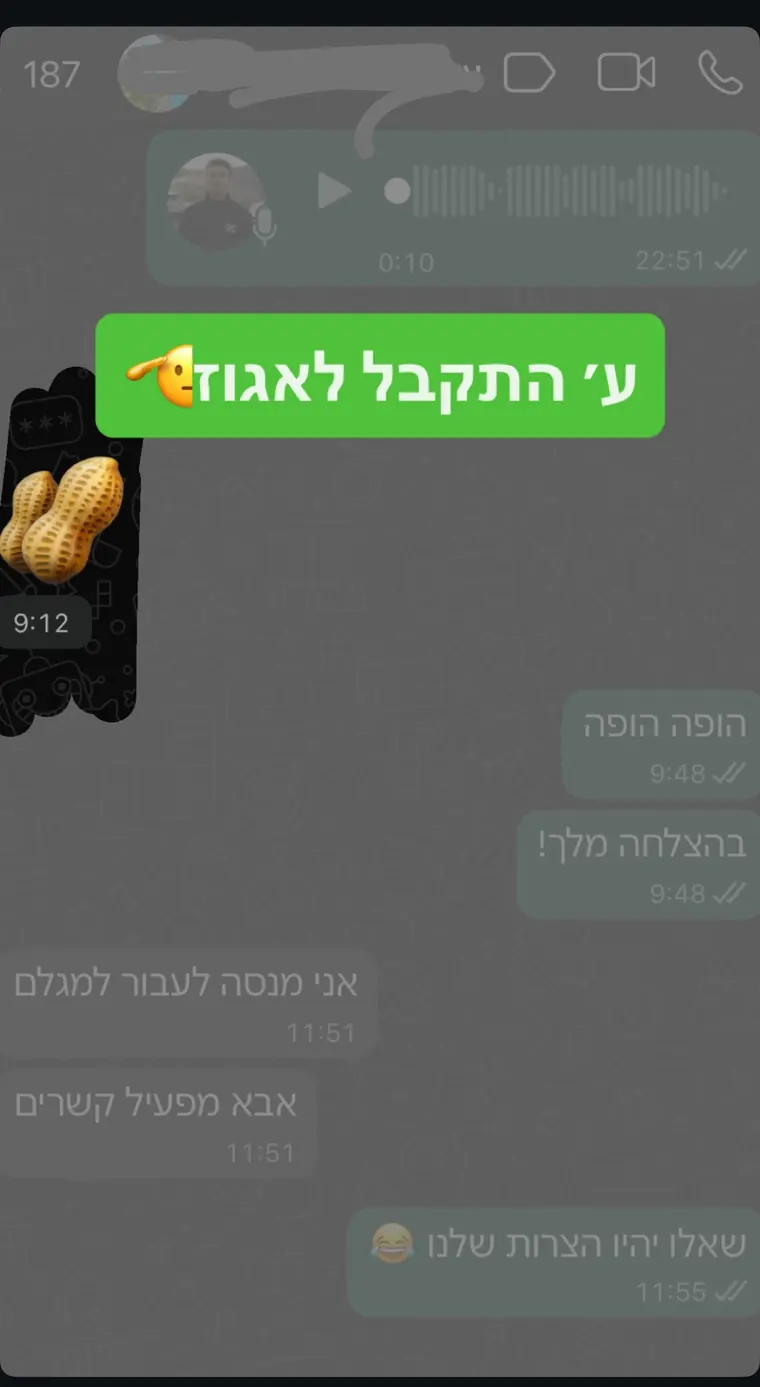 הודעה: מתאמן התקבל לאגוז